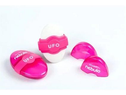 Nebulo UFO oboustranná mazací guma v plastovém pouzdře, mix barev