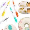 Ukázka barevného vzorku fixů Monami Fabric Marker Brush na textilu