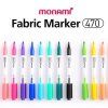 Monami Fabric Marker Brush světle modrá, ukázka stopy na textilu
