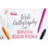 Pentel Brush Pen Sign SES15, vodní báze, světle hnědý inkoust, štětcový hrot menší velikosti
