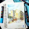 Uni Posca PC-17K 15 mm, intenzivní kryvost na světlých i tmavých površích, světle modrá