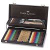 Sada pro kresbu Faber-Castell Compendium 53 ks v dřevěné kazetě + blok Clairefontaine Etival A4, 300g